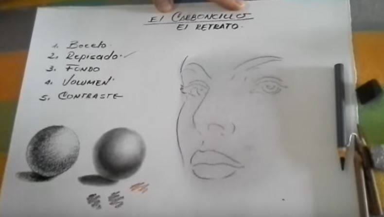 Como dibujar retratos con carboncillo paso 3