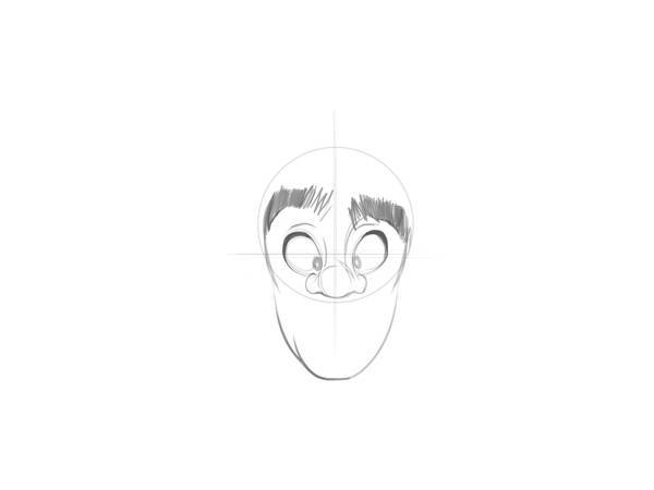 aprender a dibujar rostros ancianos de dibujos animados paso 3