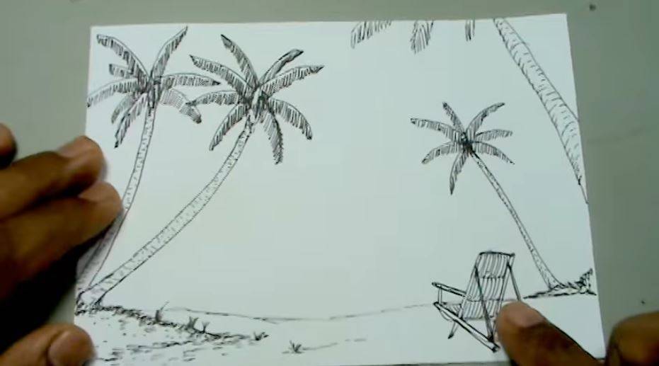 paso 2 para aprender a dibujar un paisaje de playa