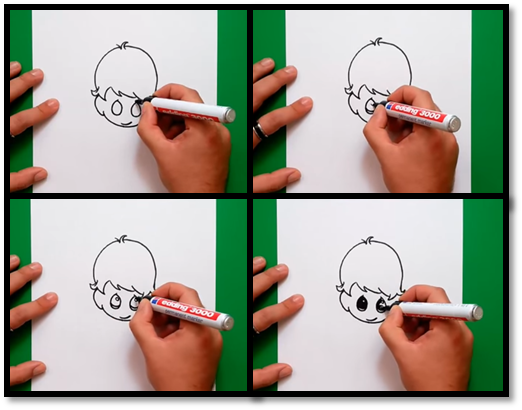 paso 1 para aprender a dibujar niños en caricatura 3