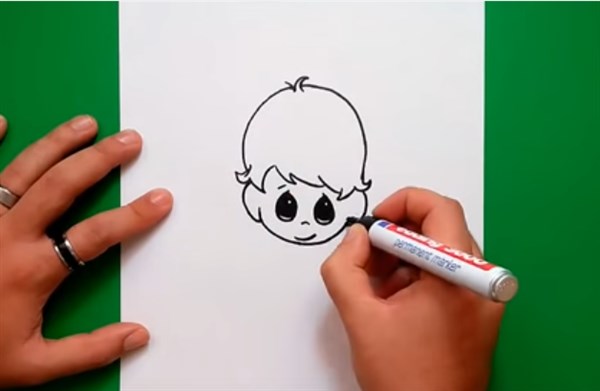 paso 1 para aprender a dibujar niños en caricatura 4