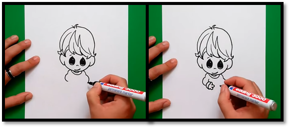 paso 1 para aprender a dibujar niños en caricatura 6