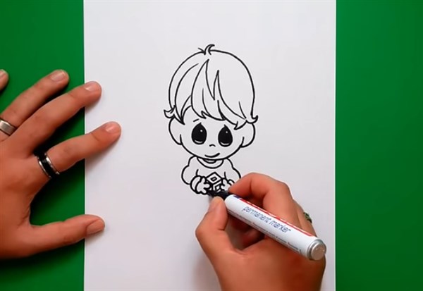 paso 1 para aprender a dibujar niños en caricatura 7