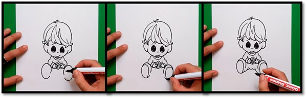 paso 1 para aprender a dibujar niños en caricatura 8