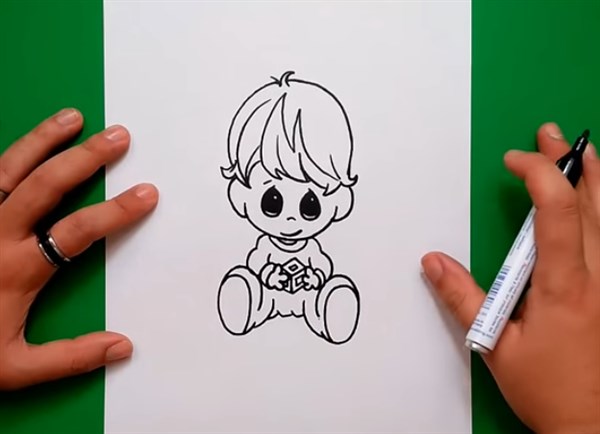 paso 1 para aprender a dibujar niños en caricatura 9