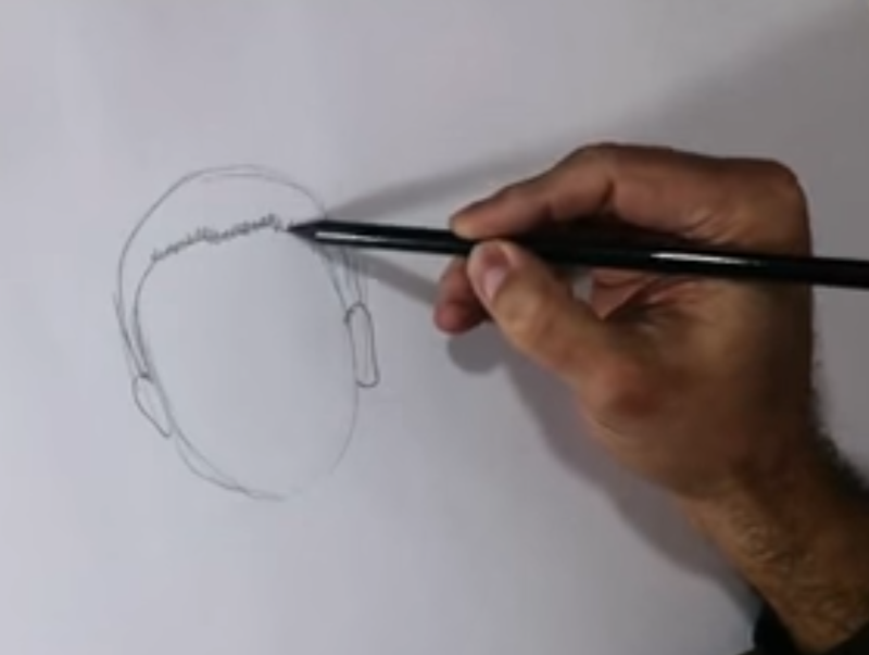 paso 1 para dibujar cabello de hombre