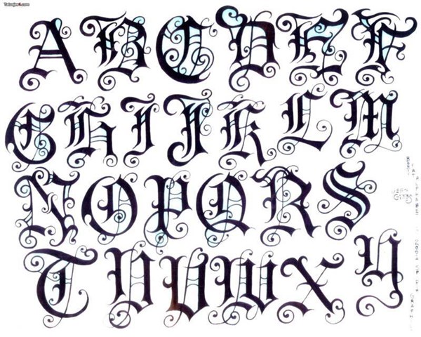 paso 2 para dibujar letras goticas